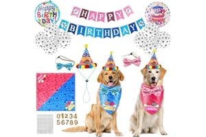 Dog Birthday Party Supplies, TCBOYING Dog Birthday Bandana Scarf and Dog Girl Boy Birthday Party Hat with Number Cute Dog Bow Tie for Small Medium Large Dog Pet Decorations Outfits