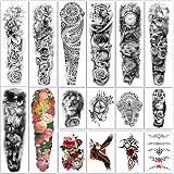 55 Blatt Temporäre Tattoos – Extra Groß Für Arm, Wasserfest, Mit Blumen, Schlangen & Maritimen Motiven (für Erwachsene & Kinder)