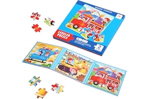 TOOCCBII Magnetic Puzzles for Toddlers, 3-in-1 Vehicles Jigsaw Puzzles Book for Kids 3 4 5 6 Years Old, 48 Piece Wooden Puzzles Travel Toy Educational Game Gift for Boy Girl
