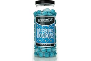 Original Blue Raspberry BonBons Retro Sweets Gift Jar By Berrymans Sweet Shop (Bon Bons) - Classic Sweets, Traditional Taste.