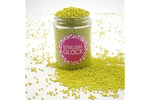STREUSEL GLÜCK WIR STREUSELN LIEBE Posypka na szczęście Just Pure jasnozielona 90 g nieskładnikowe perły cukrowe, posypka na urodziny dziecka, Boże Narodzenie, dekoracja tortów, babeczek, babeczek, babeczek, świątecznych ciasteczek