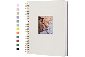 Hiwhy Album Fotografico con Copertina in Lino, Libro dei Ricordi con Pagine Bianche Kraft con Copertina Rigida 20,5 x 28 cm, per Viaggi, Libro Degli Ospiti, Matrimonio, Natale (40 fogli/80 pagine)