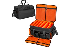 IBVIVIC Tasche für DJ-Kabel, Aufbewahrungstasche für DJ-Kabelordner mit rutschfestem Boden und abnehmbaren Trennwänden, Tragetasche für DJ-Ausrüstung, Musikinstrumente und Zubehör, Schwarz , Groß,