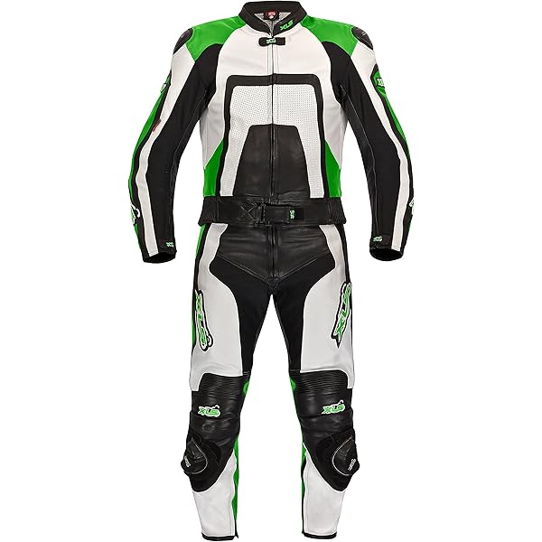 Büse Mille Lederkombi Motorrad - 2-Teiler Schwarz/Grün Mit SAS-TEC Protektoren