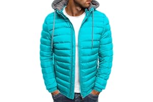 RLEHJN Doudoune Blouson Homme Hiver Chaud Manteau épais Veste Moto épaissir Chaud Slim Manteau à Capuche Hiver Veste Matelassée Zipper Basique Jacket Couleur Unie Bon Marché avec Cordon