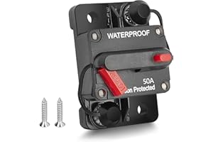 RED WOLF Car Circuit Breaker 50 Amp 12V-48V Switchable Power Reset Inline Fuse Thermal Battery Holder Audio Protection for Marin RV Caravan Trailer Troller Bus Heavy Truck Waterproof