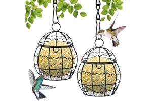 OFFCUP Mangiatoia per Uccelli, 2pcs Mangiatoia per Palle, Strumento per l'alimentazione Degli Uccelli per Palle di Grasso, Mangiatoia per Uccellini da Esterno, per Recinzioni,Giardino, Fringuelli