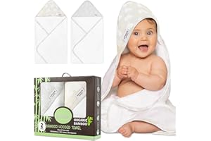 INFANCIE Hooded Baby Towel - Ultra Soft Bamboo Bath Towel for Infant and Baby, Quick-Dry and Hypoallergenic Baby Towel with Hood - Breathable and Absorbent Baby Essentials (Grey/Beige)