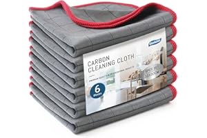 Ekedalen Panni Magic Microfibra Carbonio 400GSM, 6X Asciugamani Senza Aloni Catturapolvere, Strofinacci Pulire per Vetri Pavimenti Bagno Casa Cucina Auto Moto, Stracci Pulizia Riutilizzabili, Rosso