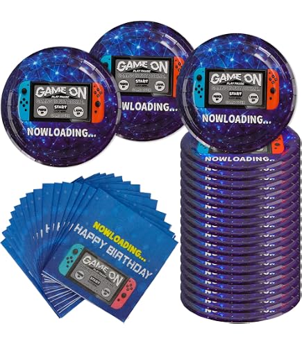 Kit Decorazioni Compleanno Videogioco Per 20 Persone: Striscione, Piatti, Tazze, Palloncini E Tovaglia