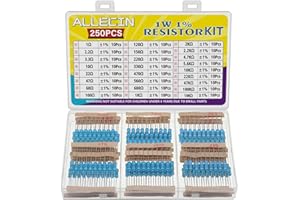 ALLECIN 25 wartości 1 W rezystory 1% tolerancja 1 W zestaw do asortymentu rezystancji 1 Ohm do 1 Ohm 1 Watt rezystory metalowe 1 W rezystor