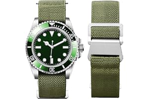 BINLUN Cinturino per Orologio in Nylon Elastico di Ricambio Militare Cinturino a Strappo Paracadute Marina Nazionale per Uomo Donna Fibbia Nero/Argento 18/20/22mm