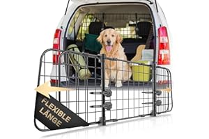HELDENWERK Universal Kofferraum Trenngitter für Hunde - Auto Hundegitter zum Transport für deinen Hund - Schutzgitter mit Kopfstützen-Befestigung - Stufenlos verstellbares Kofferraumschutz Gitter