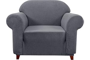 ‎SUBRTEX subrtex kariert Sofabezug Sofahusse Sesselbezug Stretchhusse Sofaüberwurf Couchhusse Spannbezug(1 Sitzer,Grau)