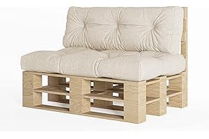 chilly pilley Coussin De Palette EU Flocons De Mousse pour Meublespalette Dossier De Canapé Coussin De Siège Coussin Latéral Ensemble Coussins Nombreuses (2er Set Elfenbein)