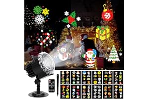 ROVLAK Proiettore Natale Halloween Esterno, Proiettore Luci Natale con 12 HD Diapositive e Telecomando, Luci Fiocchi Neve Impermeabile IP65 per Ringraziamento Pasqua Compleanno