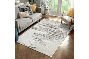 JURLEA Tappeto Zona Antiscivolo Astratto Tappeti per Soggiorno balcone giardino sala da pranzo Morbido Lavabile Carpet (120 x 160 cm, Grigio chiaro/Lvory)