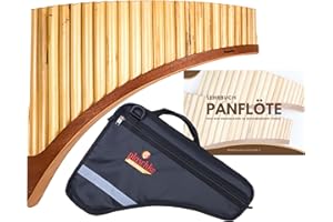 PLASCHKE INSTRUMENTS Plaschke Panflöte Konzert, Holz-Schuh Design, Set Tasche, Lehr-Buch 24 Töne C-Dur