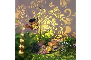Daover Solar Watering Can Lights, Metal Vintage Hanging Garden Decoration Led Lights, Solar Powered Waterproof Kettle Waterfall Lights Pathway Lantern (R1)