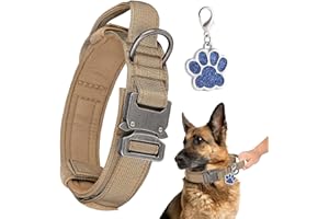 TRHILLSBRAD Obroża dla psa, regulowana, obroża dla psa z uchwytem kontrolnym, obroża dla dużych psów, taktyczna z metalową sprzączką, szerokość 3,8 cm, obroża K9 nylon, XL, brązowa