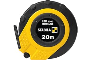 Stabila Kapselbandmaß LBM 2000 FIBREGLASS, 20 m, Glasfaser-Messband mit metrischer Skala und Knickschutz, Universalhaken, bruchsichere Kapsel, MID-Genauigkeit LBM2000 FI20 Schwarz/Gelb