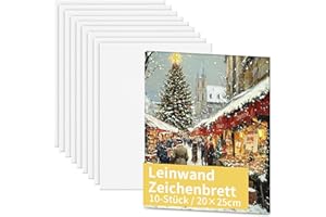 Ciusdkler 20x25cm Leere Leinwand, Vorgespannter Leinwandkarton, 10 Stück Leinwand Zum Bemalen, Leinwände für Acryl und Aquarellfarben