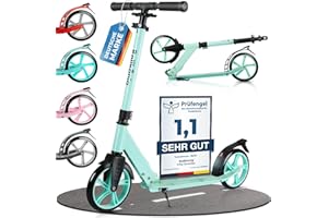 Rollkönig ® Scooter für Kinder ab 5 Jahren I Der Faltbare City-Scooter mit großen Rädern I Tret-Roller für Erwachsene mit bis zu 100kg Tragkraft
