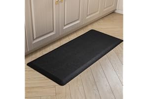 Carvapet Anti Fatigue Kitchen Mat 20MM Thick Cushioned Kitchen Standing Mats Floor Mats PVC Waterproof Runner Rug for Standing Desk, Kitchen, Office(Balck,44x99x2cm)