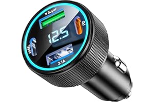 NEUTYPECHIC Zapalniczka samochodowa 4 porty, gniazdo USB Auto szybkie ładowanie 66 W, ładowarka samochodowa USB C PD 30 W, modele 12 V/24 V ładowanie akumulatora samochodowego telefon komórkowy