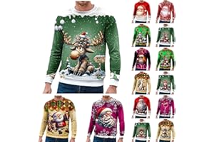 Générique Pull de Noel Homme-Pull de Noël 3D Rigolo - Cadeau Homme Femme Père Noël Renne Drôle Ugly Christmas Jumper Cerf Sweat Shirt