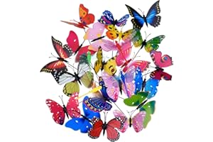 Shappy 20 Pièces Papillons de Jardin et 4 Pieces Libellules, Ornements pour Décoration de Terrasse Patio, Totalement 24 Pièces (Ordinaire)