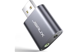 JSAUX Zewnętrzna karta dźwiękowa USB, adapter USB jack kompatybilny z komputerem, PS5, PS4, USB Audio Stereo adapter zewnętrzny karta dźwiękowa, szara