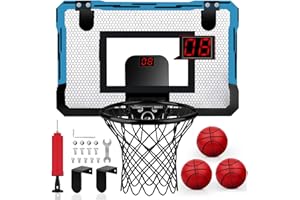 YIMORE Mini Basketball Hoop for Kids, Automatic Scoring Indoor Basketball Hoop with 3 Balls and Pump, Wall Mounted Basketball Hoop for Bedroom, Indoor Outdoor Basketball Gift for Boys Girls 3 Year Old