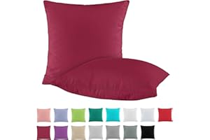 ‎BASATEX BaSaTex Doppelpack Baumwolle Renforcé Kissenbezug 40x40 | Kissenbezüge 100% Baumwolle | Kissenhüllen in Bordeaux Dunkelrot