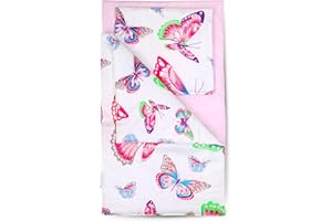 PinkZebra 3er Set Puppenbettwäsche für Puppenbett, Puppenbettzeug 3-teilig, Decke + Kissen + Matratze, Puppenbettzeug mit Matratze, aus Baumwolle, Schmetterlinge
