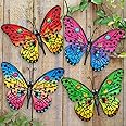 Daogtc Metal Butterfly Wall Decor - 9.6" Outdoor Fence Wall Art Decor, Hanging Decoration for Garden Yard Living Room Bedroom Patio Balcony(4 Pack)