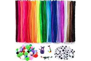 Barlone 560 Stück Pfeifenputzer zum Basteln Set, 400 pfeifenreiniger Chenilledraht Bunt Pfeifenreiniger zum Basteln mit 160 Pfeifenputzer Zubehör Plüschbälle und Augen, Pipe Cleaner für DIY Projekte
