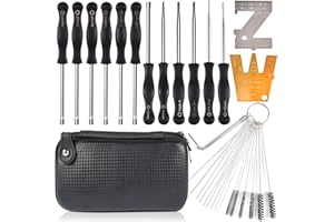 FGEN Vergaser Einstellwerkzeug, 12-Pack Vergaser Schraubendreher Vergaser Einstellwerkzeuge,Vergaser-Einstellset mit Vergaser-Reinigungsbürstennadel für gängige 2-Takt-Kleinmotoren,mit Tragetasche