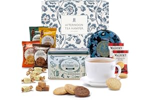 HATTIE'S GIFTS Christmas Afternoon Tea Hamper Gift – Luxury Tea Gift Set with English Teabags, Clotted Cream Fudge & Shortbread Biscuits | Christmas Food Gifts by Hattie’s Gifts