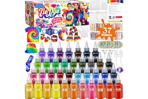 ZLPBAO Batikfärgsset för barn, 37 färger, stationery, färg, crazy slips, färgkit, för kläder, spel och aktiviteter, allt-i-ett batikset, perfekt konst för barn från 10-12