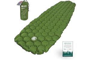 Ecotek Outdoors Hybern8 Ultralight Inflatable Sleeping Pad for Hiking Backpacking and Camping - Contoured FlexCell Design - Perfect for Sleeping Bags and Hammocks (Evergreen)