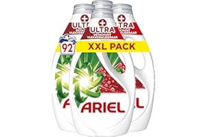Ariel Lessive Liquide, 4x23 = 92 Lavages, +Ultra Détachant, Élimine Les Taches Incrustées, Même Après 7 Jours, Fabriqué En France