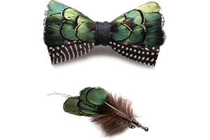 JEMYGINS Handgemacht Hochzeit Party Leder Feder Fliege mit Geschenkbox Set für Herren