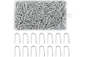 DELAESI 300 Pcs Galvanised U Nails with Plastic Box 24mm Wire Fencing Staples Fence Staple Wire Netting Staples Heavy Duty Fasteners Nail U Shaped Nails for Garden Chicken Wires Mesh Fencing Cable Masonry