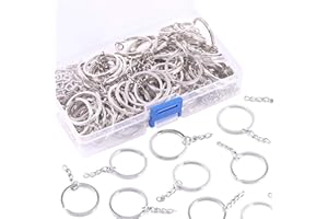 Keadic Juego de 300 llaveros planos de 30 mm con cadena y pasadores de tornillo para llaveros de coche, cordones, regalos y otras manualidades, joyería (chapado en níquel, plata)
