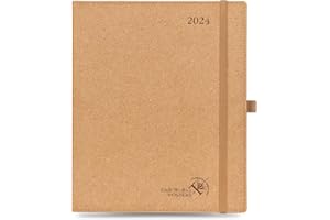 POPRUN Agenda 2024 semainier 26,5 x 21,5 cm (janv.2024-déc.2024) - avec papier 80 GSM - Fabriqué de matériaux 100% renouvelables et respectueux de l'environnement - Désert