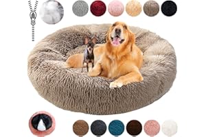 KZhanmy Panier Chien Rond Dehoussable,Grande Taille Apaisant Chien Coussin Lavable Anti-dérapant Anti Strss,Lit Chien Moelleux en Doux,Grand et Moyenne Tapis,12 Couleurs