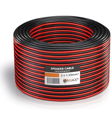 Cavo Per Casse Acustiche Conduttore CCA, 2x1,5mm², Rosso/nero, A - Foto 4