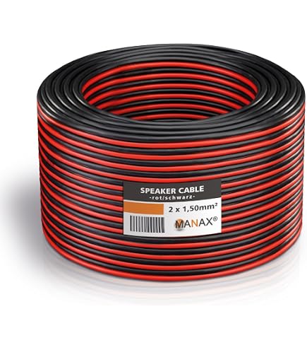 Câble Haut-parleur Lumonic 100m - 2x0,75mm² CCA - Rouge/Noir - Pour Installation Hi-fi & Home Cinéma Facile