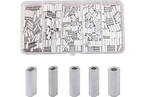 SHADDOCK Single Crimp Sleeves Kit Aluminum Barrel Crimp Sleeves, Fishing Crimping Tool Wire Rope Connector Fishing Tackle for Leader Rigging